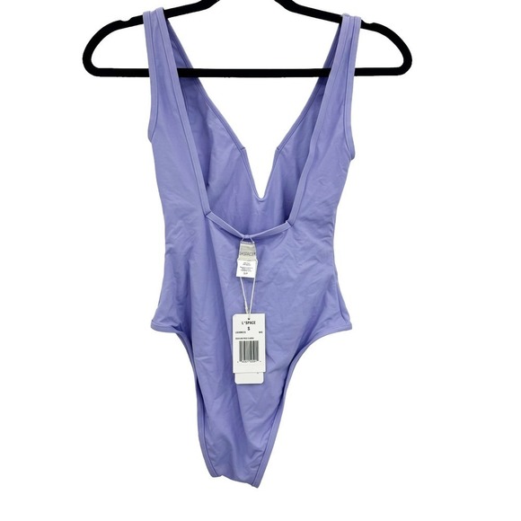 L Space Coco One Piece Swimsuit Deep V-Neck Lavender Purple Size S NWT - Picture 8 of 12